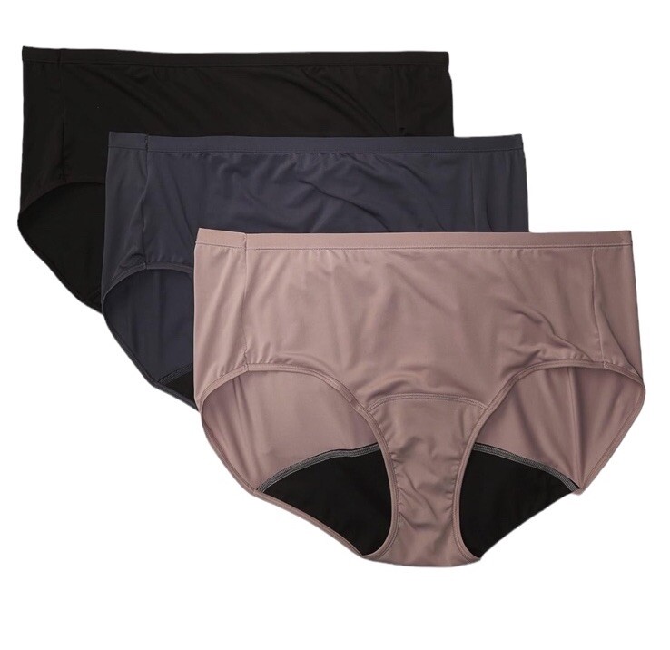 JMS JUST MY SIZE Women’s Period Comfort Briefs 3-Pack Underwear Polyester Size 9