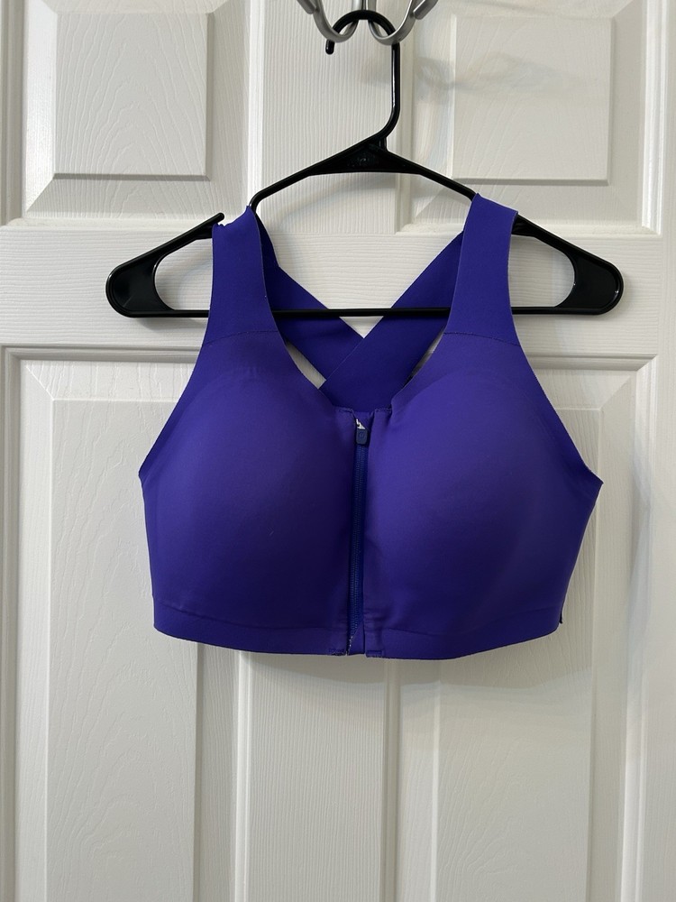 Lululemon Enlite Blue Hue Zip Front Sports Bra 36DD High Support Padded