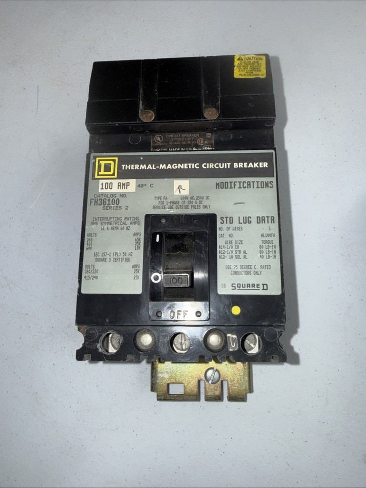 Square D FH36100 Circuit Breaker