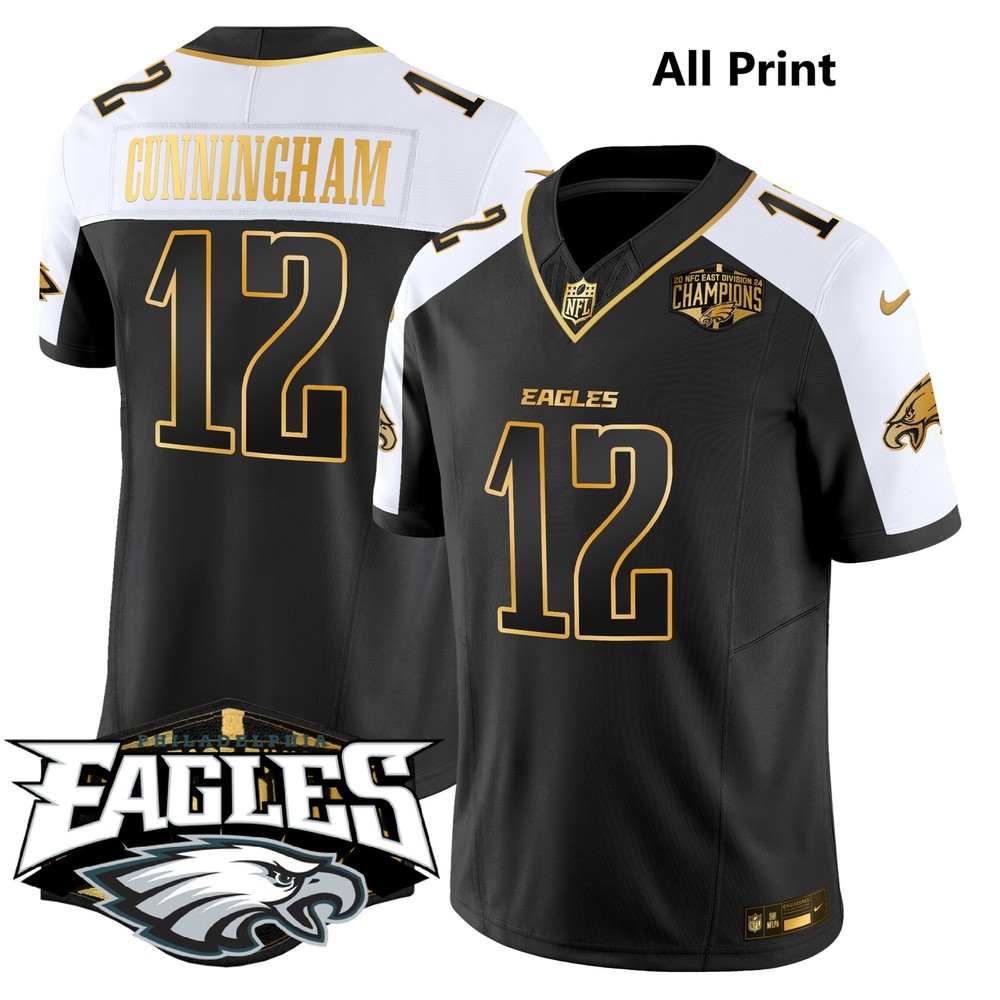 Eagles 2024xNFCxEastxDivision #12 RandallCunningham Football Jersey-All Print