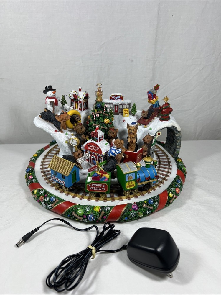 (RARE) Danbury Mint Yorkie Dog Christmas Tree Wonderland Train Set  RETIRED