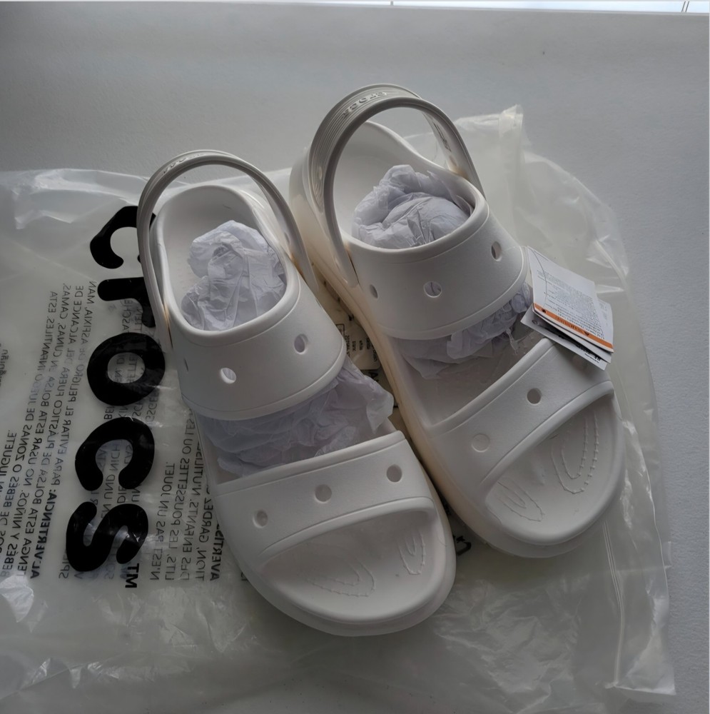Crocs Women Classic Mega Crush Platform Sandals White Unisex  M8/W10