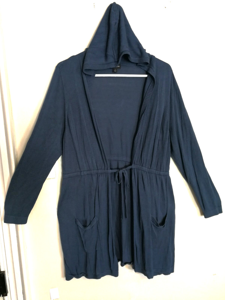 Torrid Womens Hoodie Cardigan Sweater 1 Plus 1X Blue Open Front Long Sleeve Boho