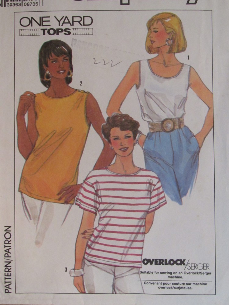 Easy OOP SIMPLICITY 9106 Misses 1-Yard Knit Tops in 3 Looks PATTERN XL/22-24