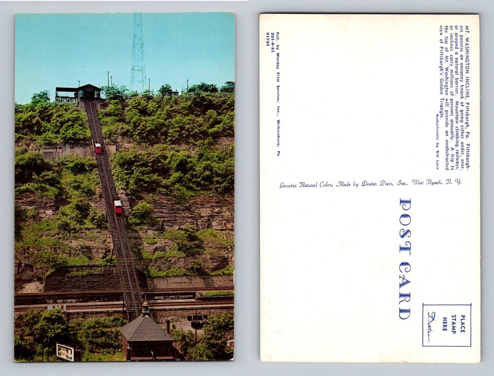 Pittsburgh, PA-Pennsylvania, Mt Washington Incline Vintage Postcard
