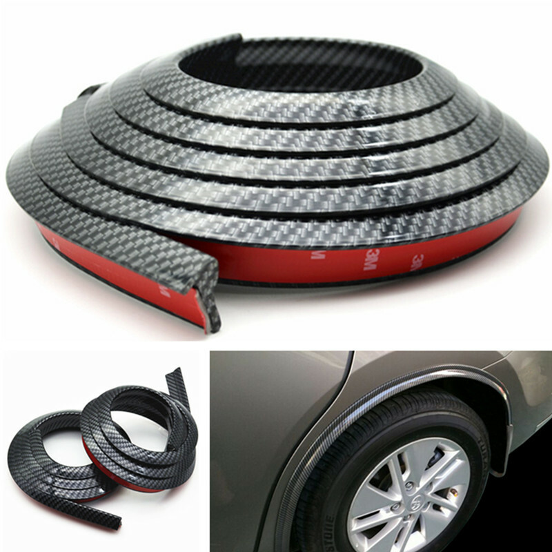 2Pcs 1.5m Carbon Fiber Car Fender Flare Wheel Eyebrow Protector Arch Trim Strip