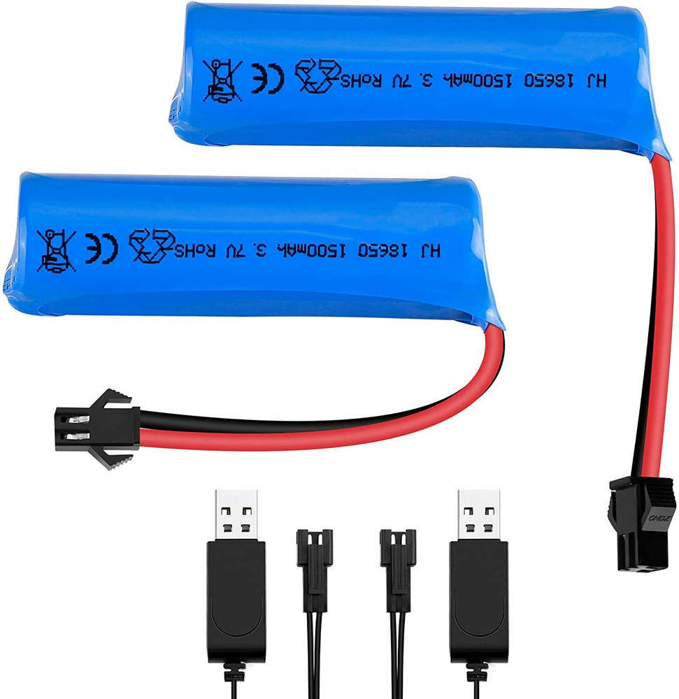 2PCS 3.7V 1500mAh Li-ion Battery USB for RC Car Helicopter Airplane Car Boat US