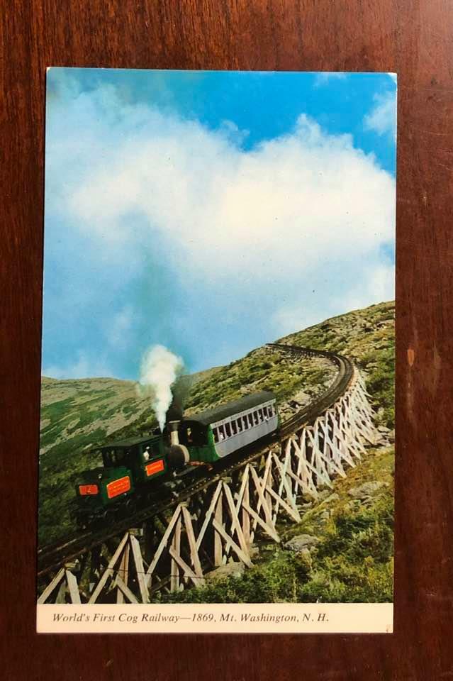 Cog Railway, Mt. Washington, New Hampshire NH - Chrome postcard - Train