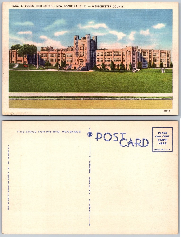 Isaac E Young High School New Rochelle NY Postcard