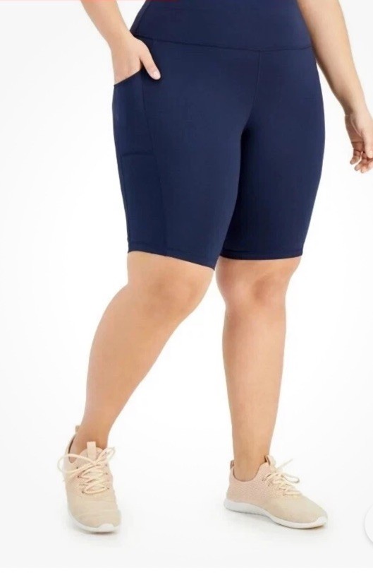 ID Ideology Women's Plus Size 3X Indigo Sea Blue Bicycle Bike Athletic Shorts
