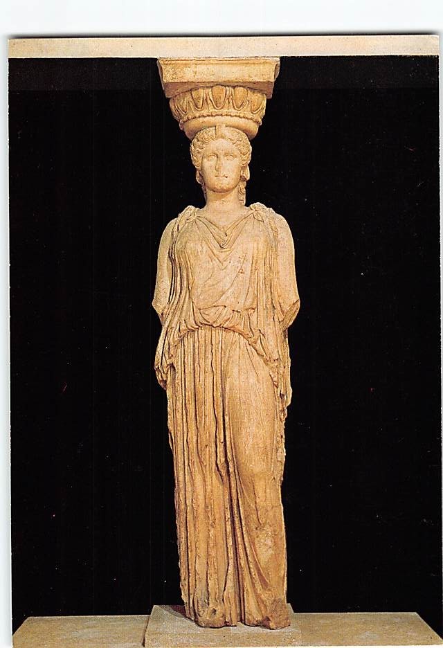Postcard Caryatid Marble Statue British Museum in London England