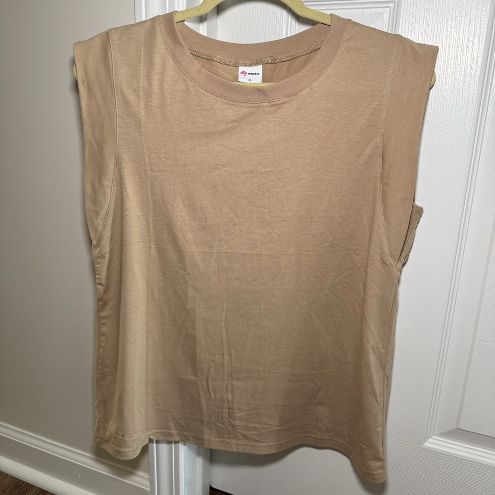 Women’s Muscle Tee BUNDLE Beige Black Gray Sleeveless Knit Crew Neck Tank Top M