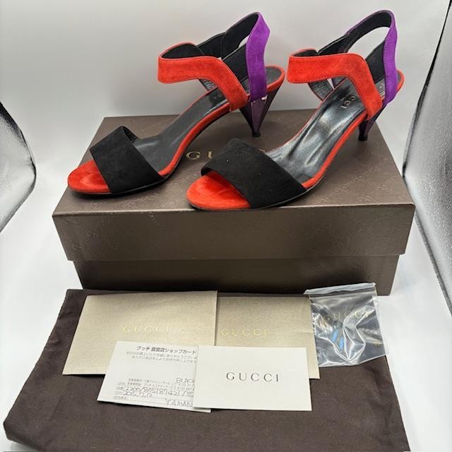 Gucci Size 36 Red Purple Heel Mule Sandals Women Used Ag1150