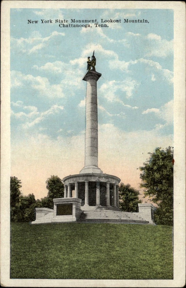 New York State Monument Lookout Mtn Chattanooga Tennessee ~ 1920s postcard