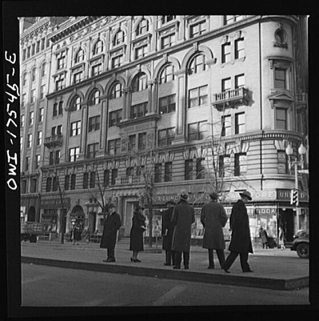 Chicago Illinois 1900s Downtown Street Scene Storefront Pedestrians Building