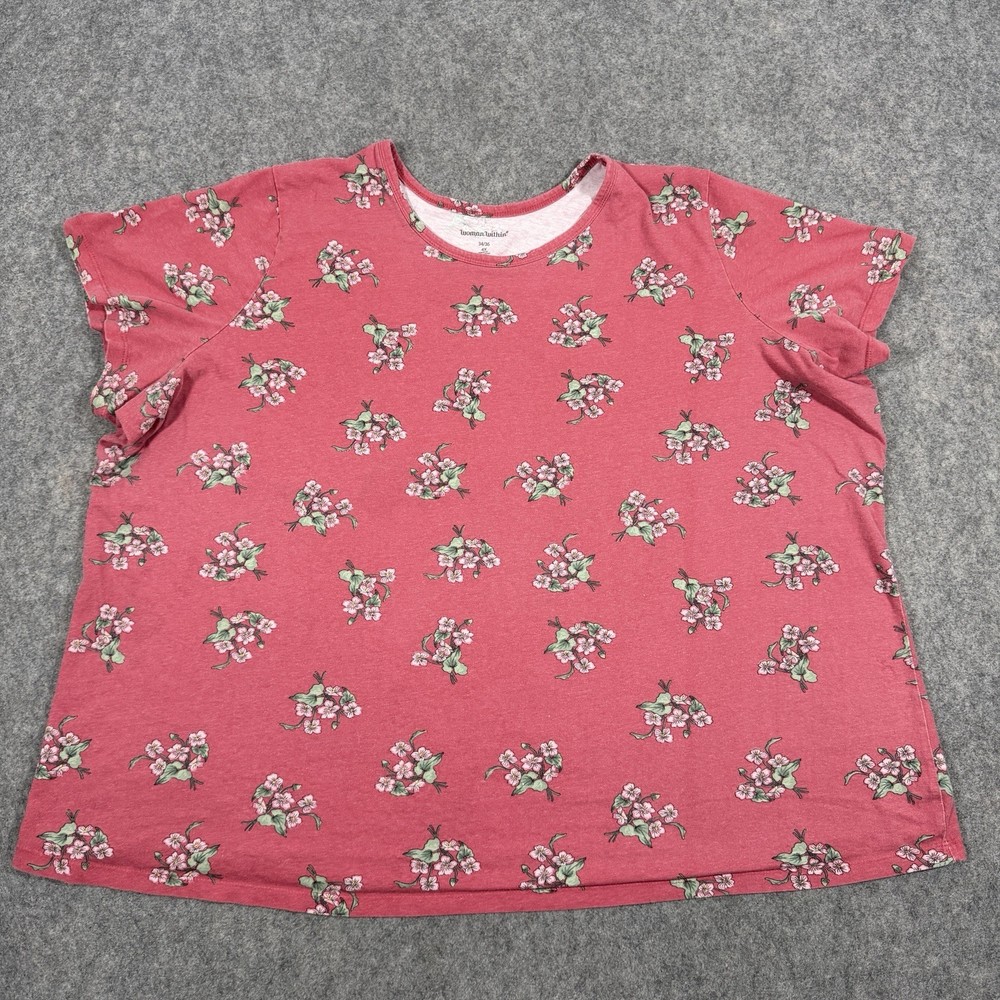 Woman Within Short Sleeve T-Shirt Top Fit Women's Size 4X 34/36W Plus Coral Pink