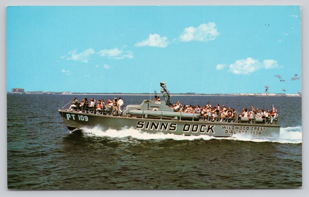 Wildwood Crest NJ PT 109 Boat Ride Sinn's Dock Vintage Postcard