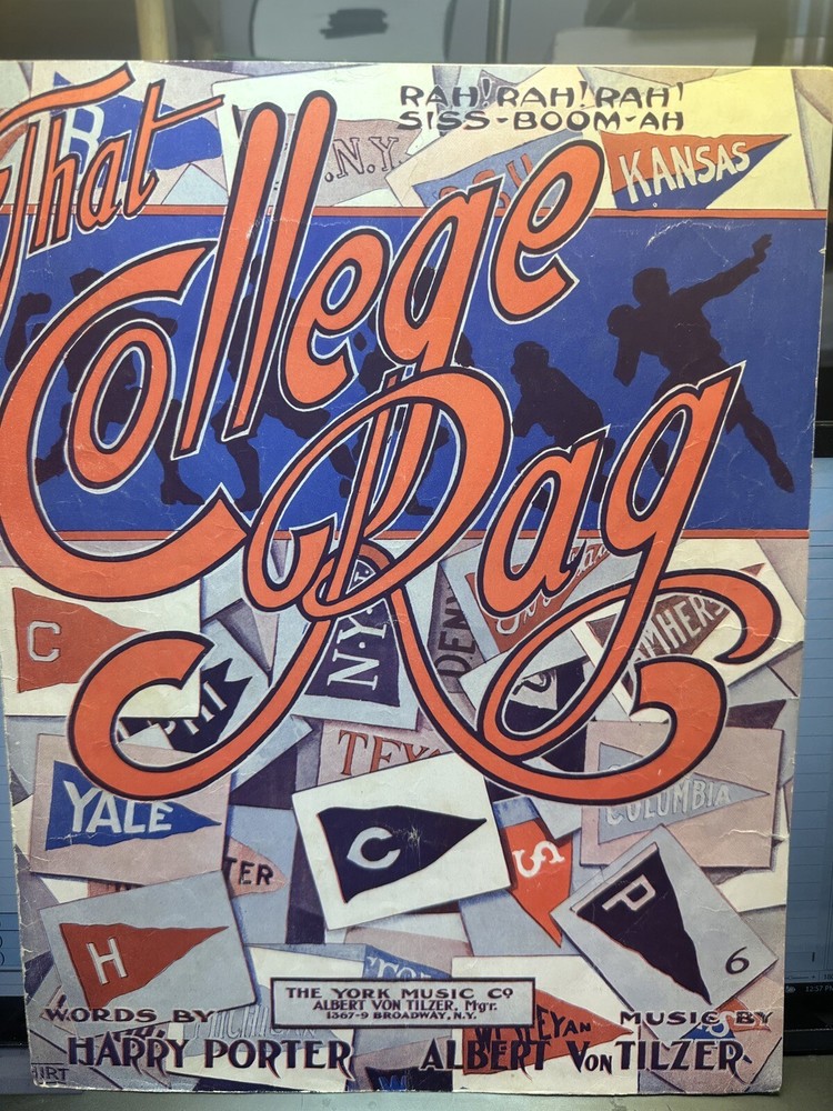 1911 11x14 Ragtime Sheet Music THAT COLLEGE RAG