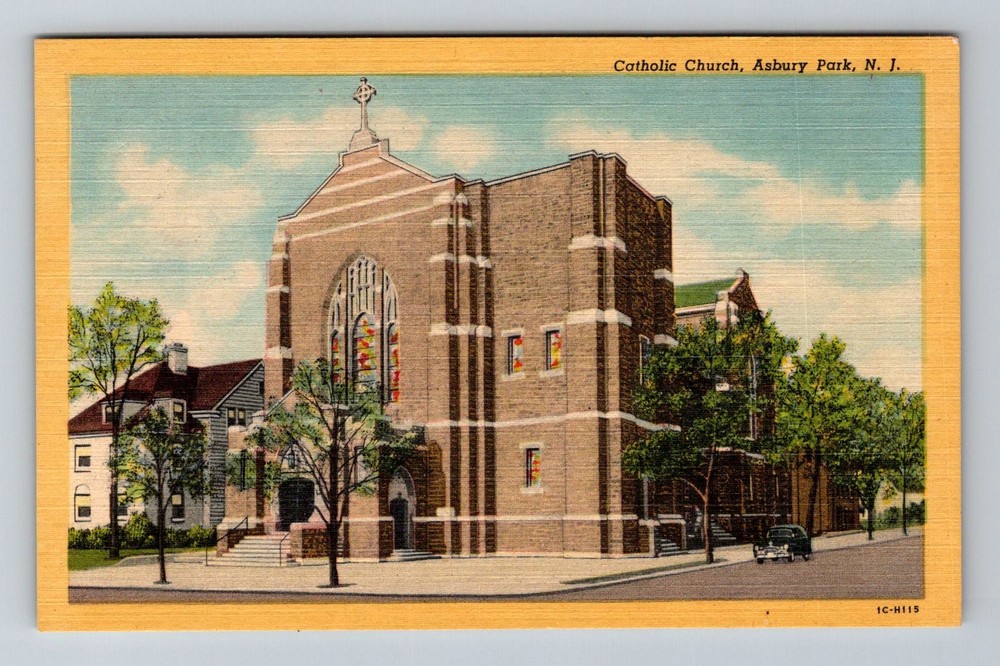 Asbury Park, NJ-New Jersey, Catholic Church Stained Glass, Vintage Postcard