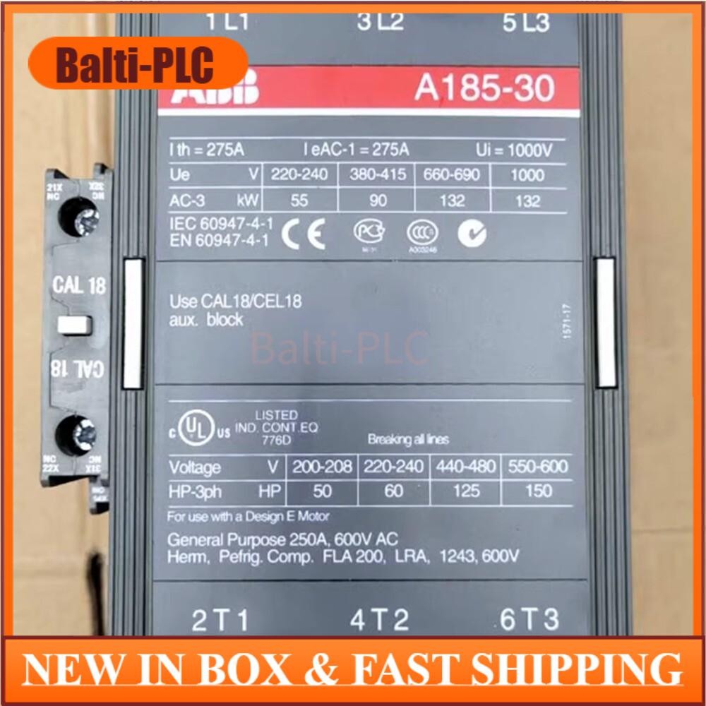 New In Box ABB A185-30 A185-30-11 AC Contactor 24V、110V、220-230V US Free TAX