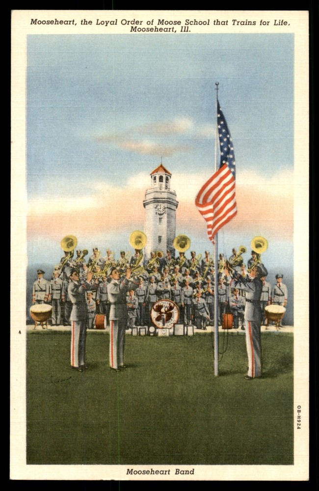 Vtg POSTCARD Mooseheart Band at Mooseheart Illinois Linen UNP
