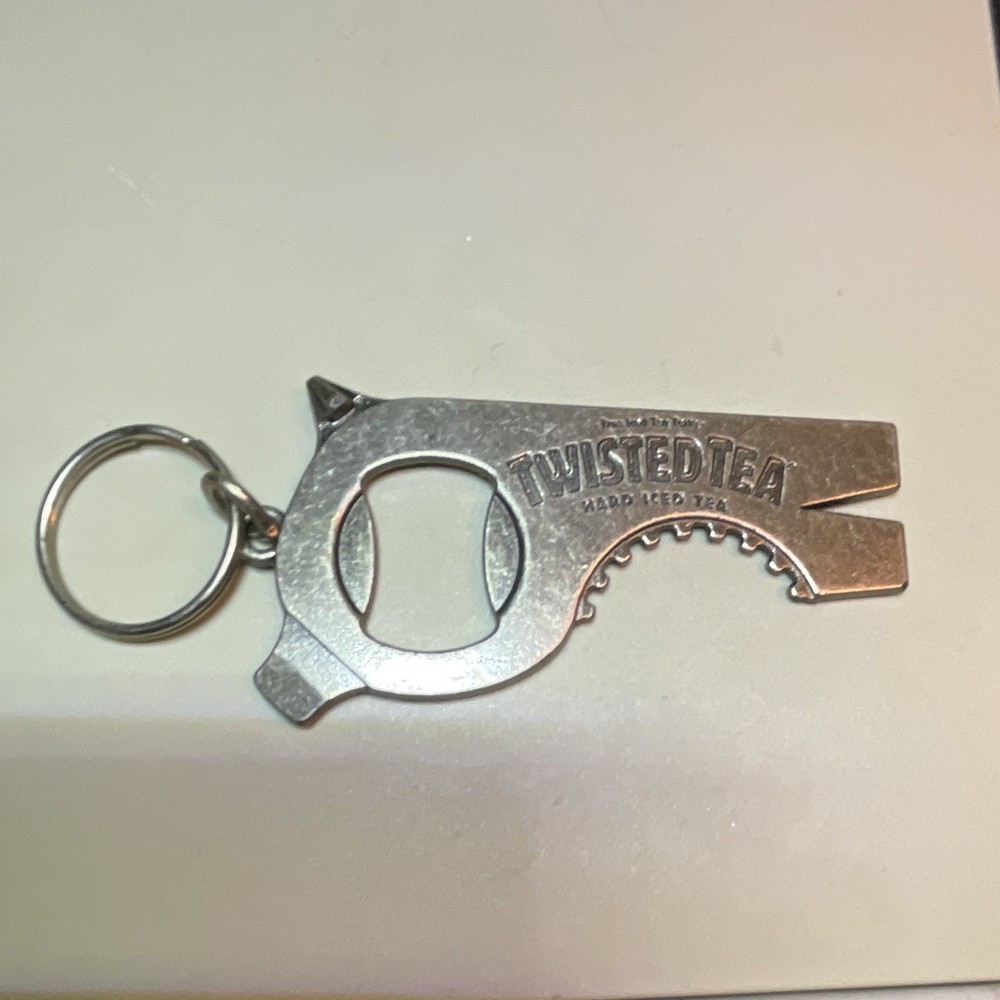 Twisted Tea Engraved Metal Bottle Opener Keychain, Silver Advertising