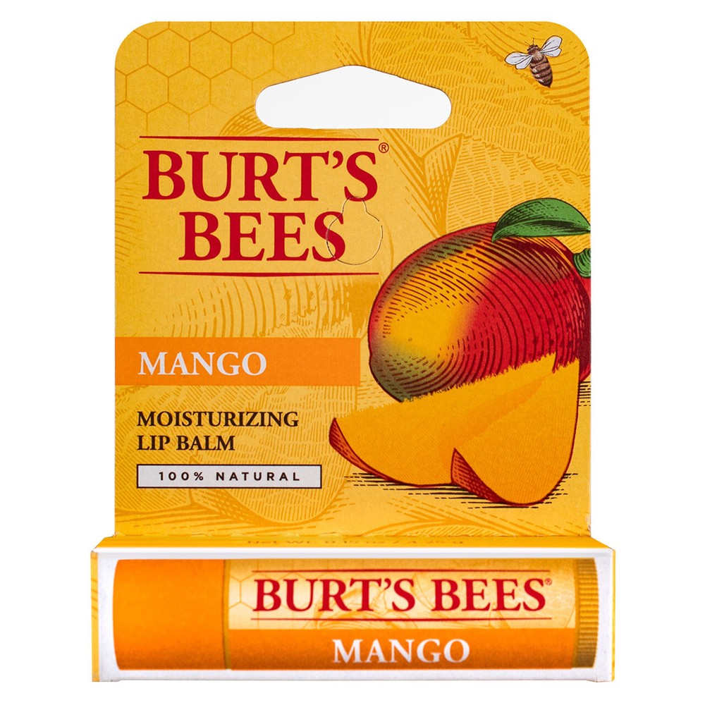 4 Pack Burt's Bees 100% Natural Moisturizing Lip Balm, Mango