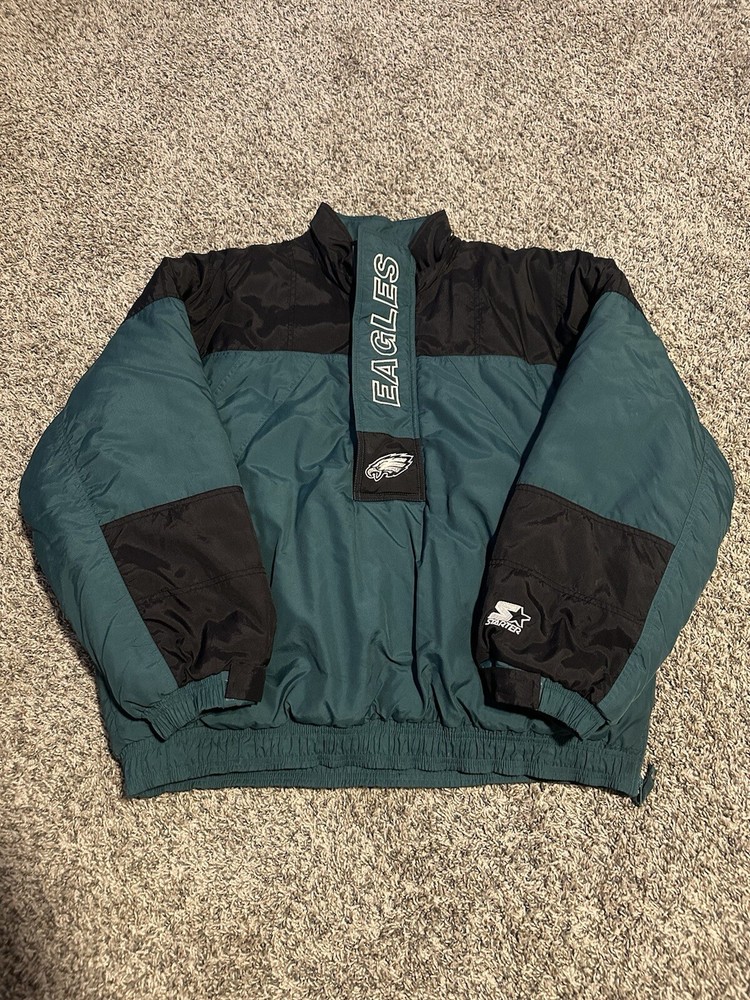 Vintage Philadelphia Eagles Green 1/4 Zip Starter Jacket Men's Size XL