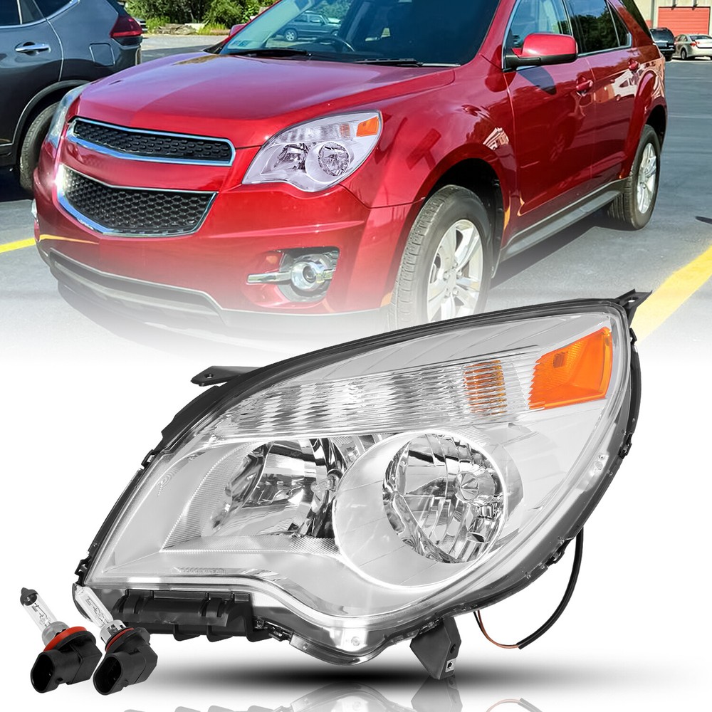 Halogen Chrome Headlight For 2010-2015 Chevy Equinox LS / LT Driver Left W/B