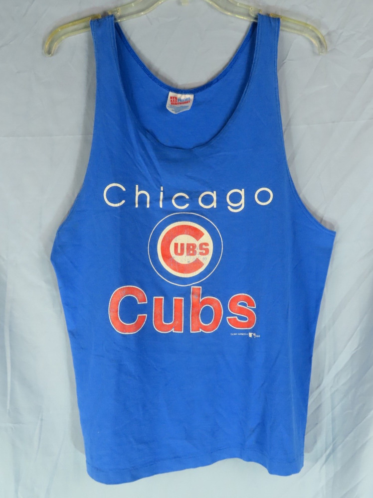 VTG 1993 Chicago Cubs Blue Shirt BASEBALL Single Stitch SLEEVELESS TANK MUSCLE M