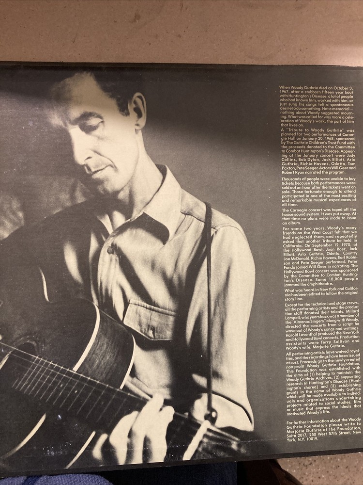 A Tribute to Woody Guthrie Part Two (1972) Vinyl Record LP Album ~ VG 1st Press