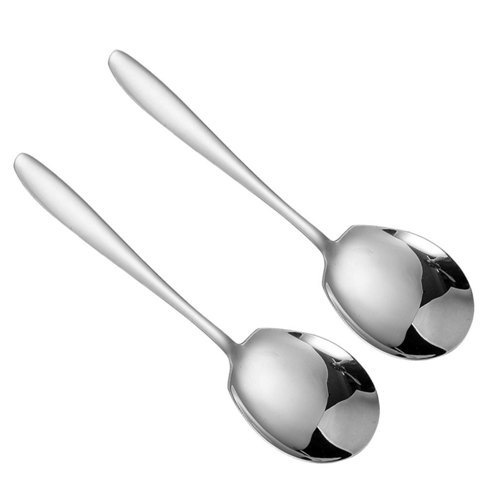 2 Pcs Stainless Steel Buffet Serving Spoon Catering Utensil Kitchen Tablespoon