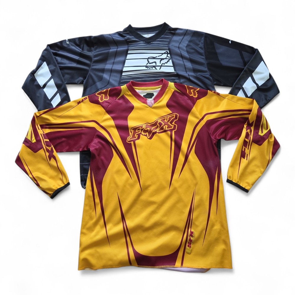 Vtg Fox Racing Motorcross Dri-fit Long Sleeve Racing Shirts Mens Sz XL Lot Of 2