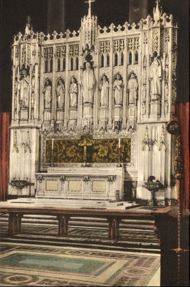 High Altar in St John the Divine Cathedral New York Albertype hand colored~c1910