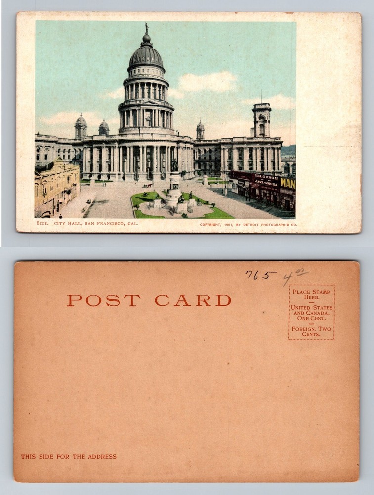San Francisco, CA-California, City Hall and Civic Center Plaza Vintage Postcard