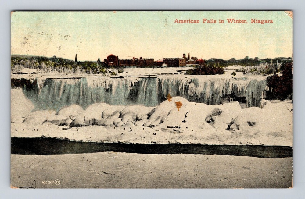 Niagara Falls NY-New York, American Falls In Winter, Antique, Vintage Postcard