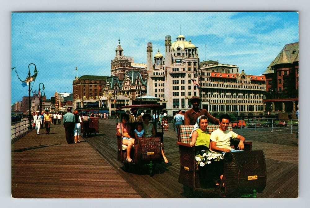 Atlantic City NJ-New Jersey, Rolling Chairs, On The Boardwalk, Vintage Postcard