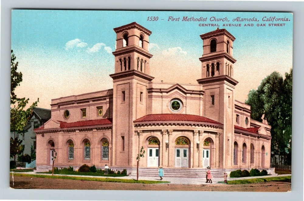 Alameda CA-California, First Methodist Church Vintage Souvenir Postcard