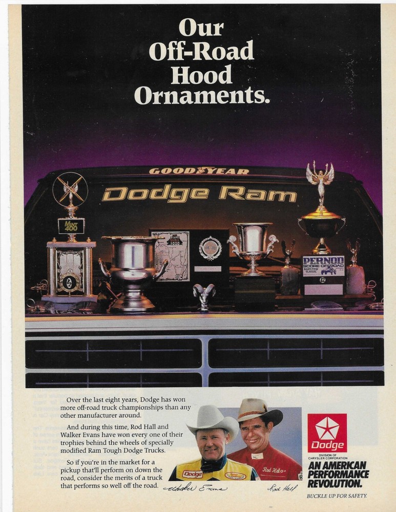 ROD HALL and WALKER EVANS   DODGE RAM   ORIGINAL PRINT AD