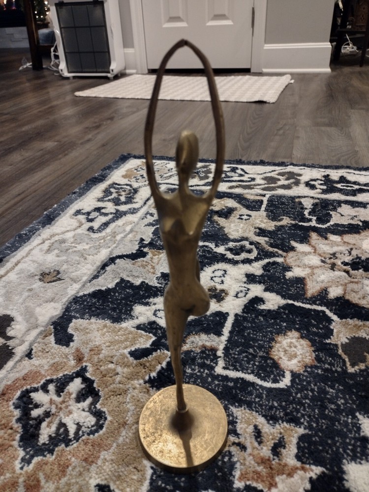VTG Brass Dancer Ballerina Nude Woman Statue Figurine Sculpture Art Decor MCM