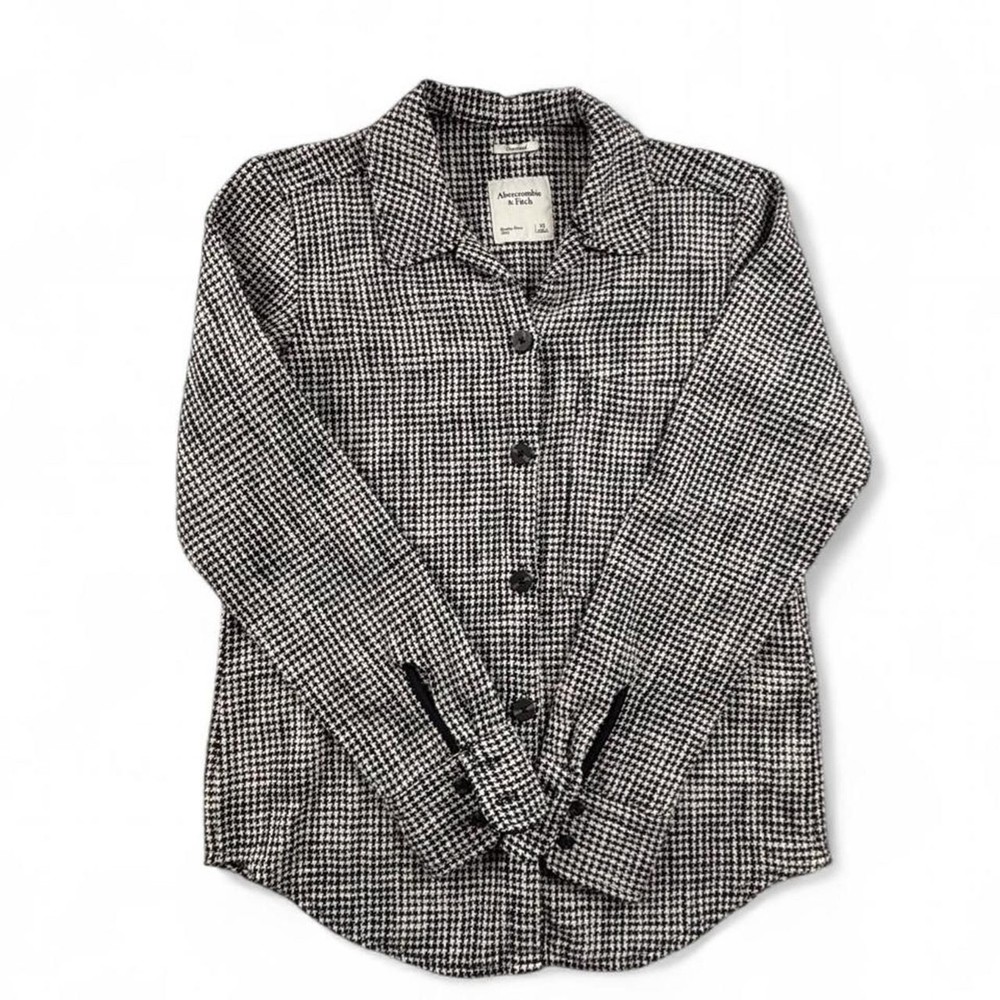 Abercrombie & Fitch Black White Gingham Button Up Shirt Women’s XS Oversized