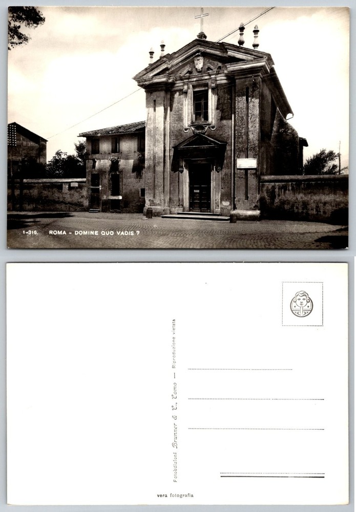 RPPC Domine Quo Vadis Church Rome Italy Real Photo Postcard c.1930s-50s