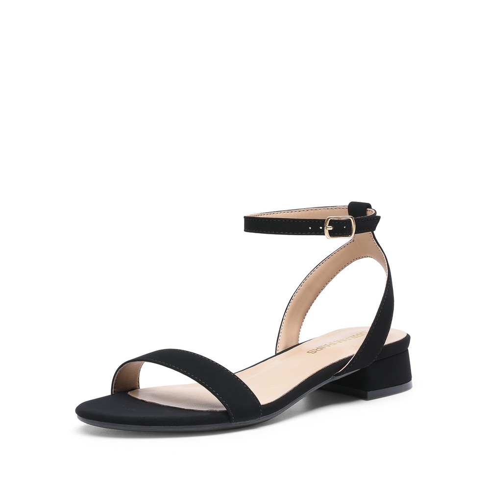 Women Low Chunky Heel Sandals Ankle Strap Open Toe Wedding Party Sandals