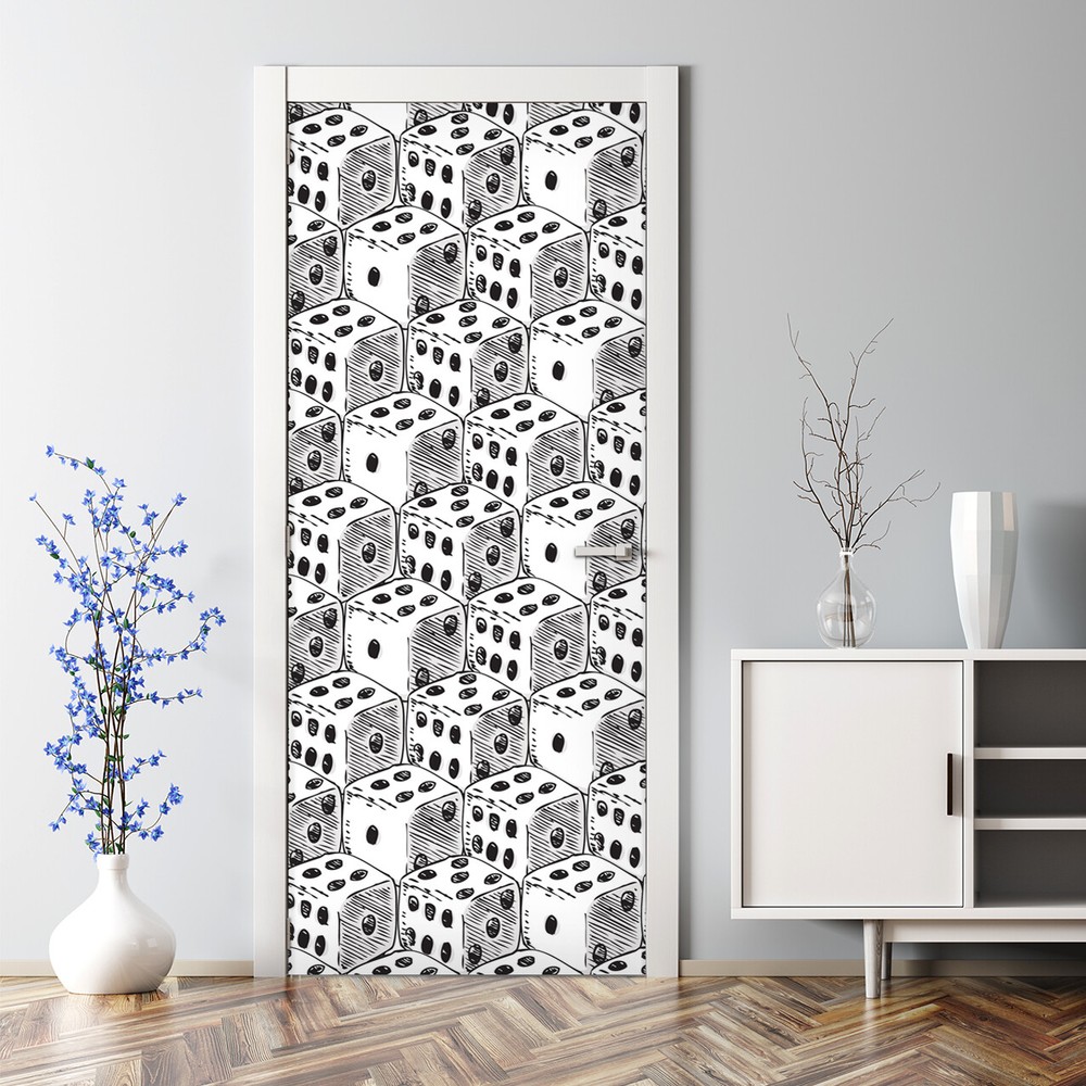 Dot Cubes vintage retro nursery Door Decal large Door Decal adhesive white