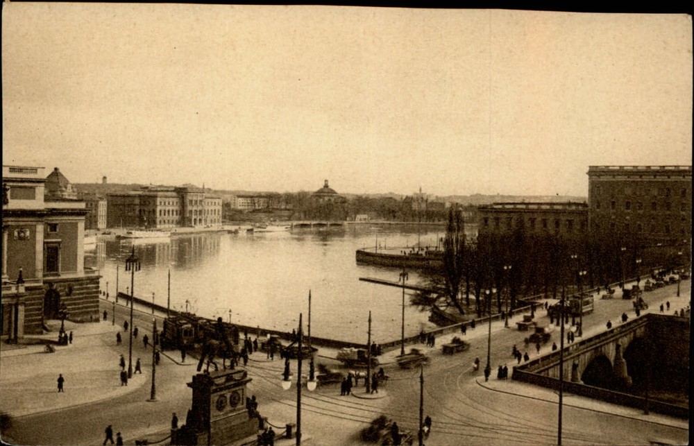 Stockholm Sweden Gustav Adolfs Torg view vintage postcard s829
