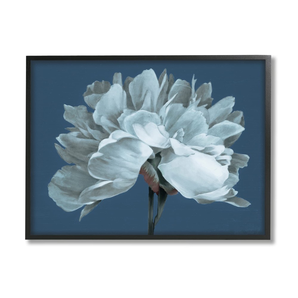 Contemporary White Bloom Single Flower Sprig Framed Wall Art, Design By Liz J...