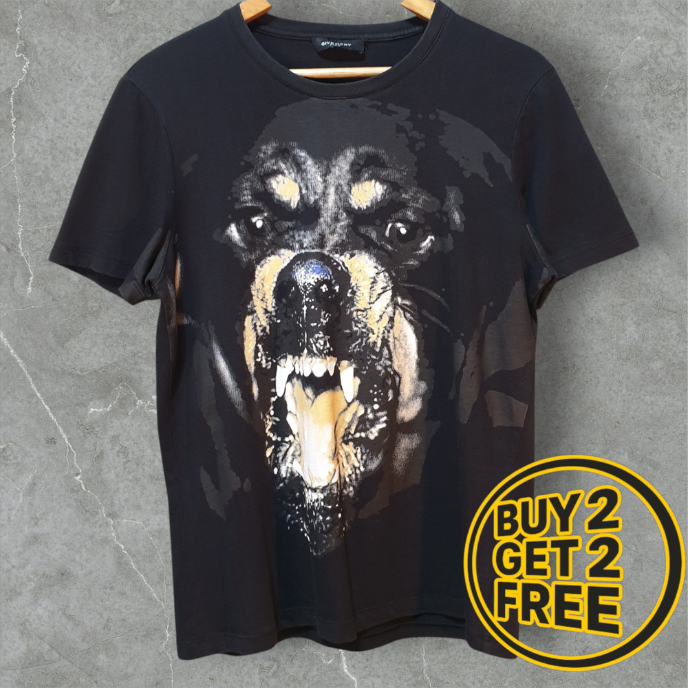 Givenchy Mens T-Shirt Black Rottweiler Dog Graphic Tee Small  (BUY 2 GET 2 FREE)