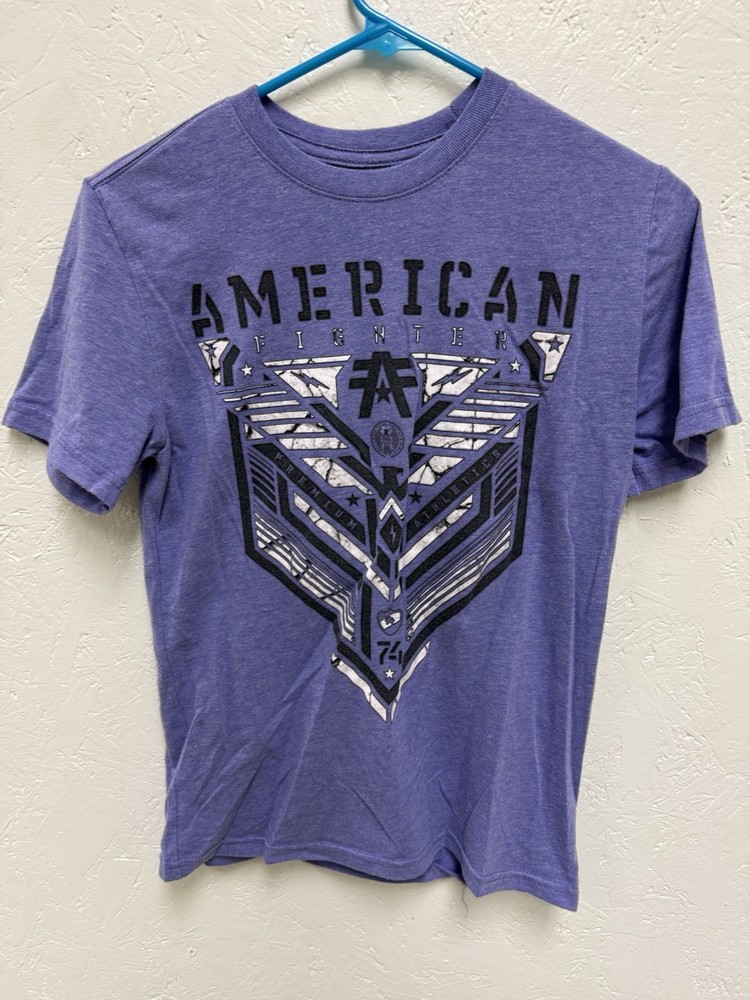 Boys American Fighter Purple T-Shirt Size Youth Large
