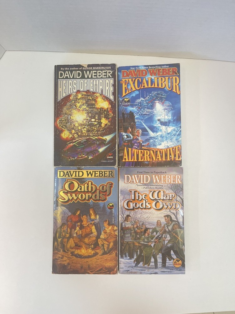 Lot Of 4 David Weber Paperback Books Assorted Lot Gods Of War, Excalibur, Heirs