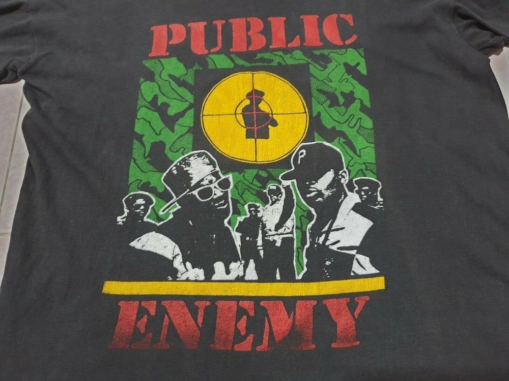 Vintage Public Enemy Hip Hop Group Cotton Black All Size Unisex Tee 21D686